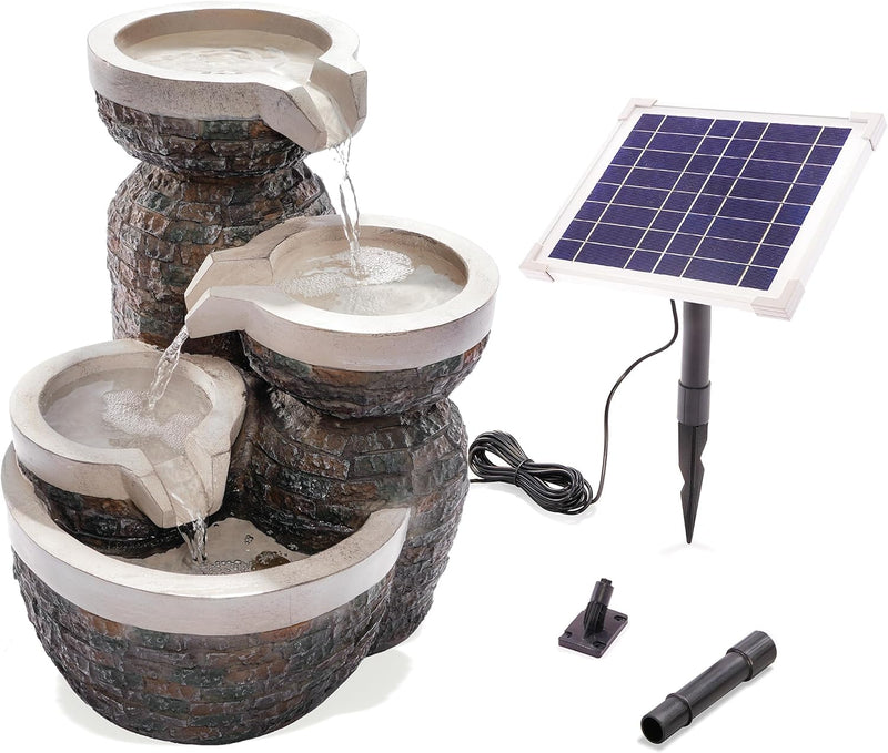 Solar Gartenbrunnen Bowl Fountain - extragrosses 5 Watt Solarmodul und 1,5 Ah Akkuspeicher - 380 x 4