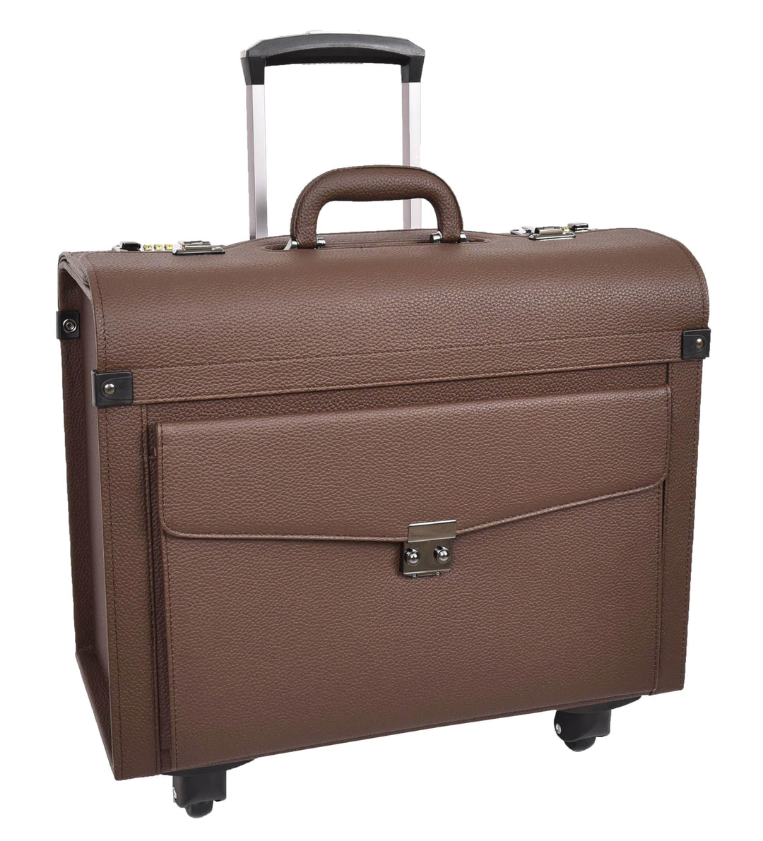 House of Leather Commander Pilot Case, Pilotenkoffer, Gepäck - Handgepäck, Braun, 4-Räder, Kunstlede