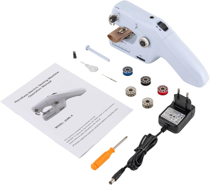 Elektrische Handnähmaschine mit Doppeleinfädelung, Tragbare Mini Nähmaschine, DIY-Haushalt Nähmaschi
