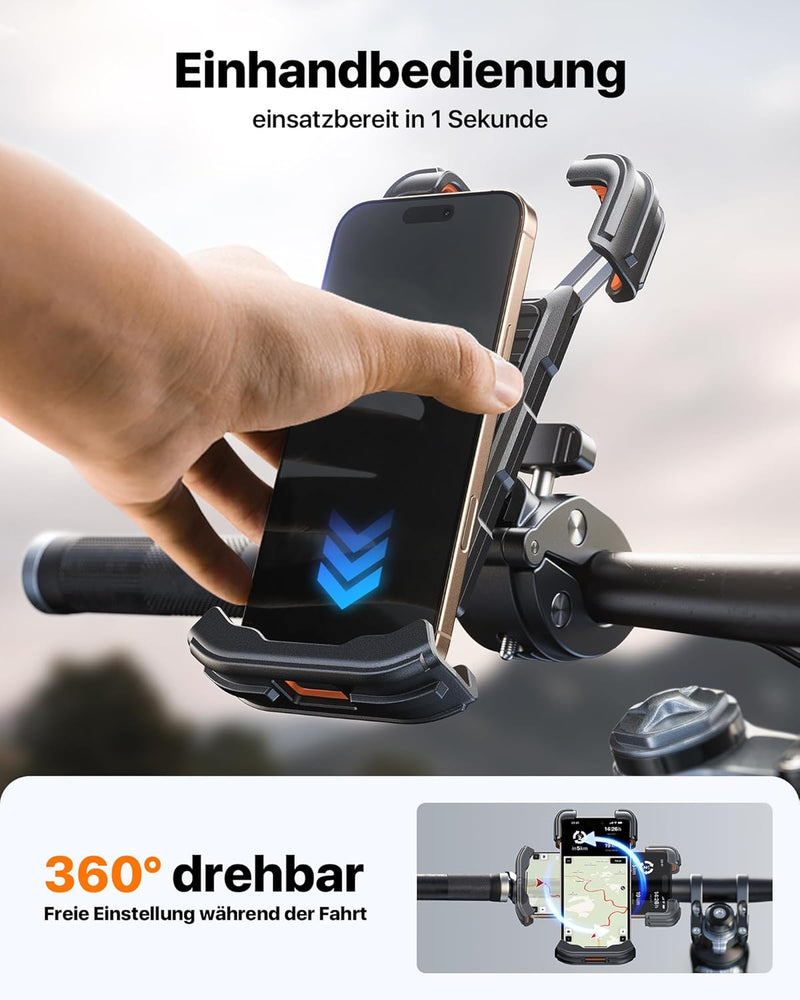 andobil Handyhalterung Fahrrad Lenker [2024 Herausragender Schutz] Patent Design, [1s Schnellspanner