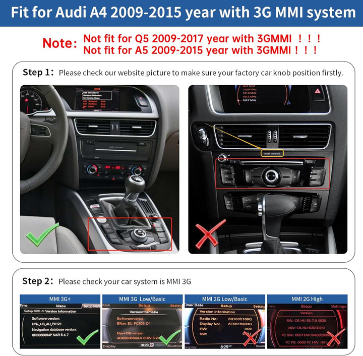 Road Top 8,9 Zoll Autoradio Drahtlos CarPlay Touchscreen für Audi A4 2009-2015 Jahr mit 3GMMI, Autor
