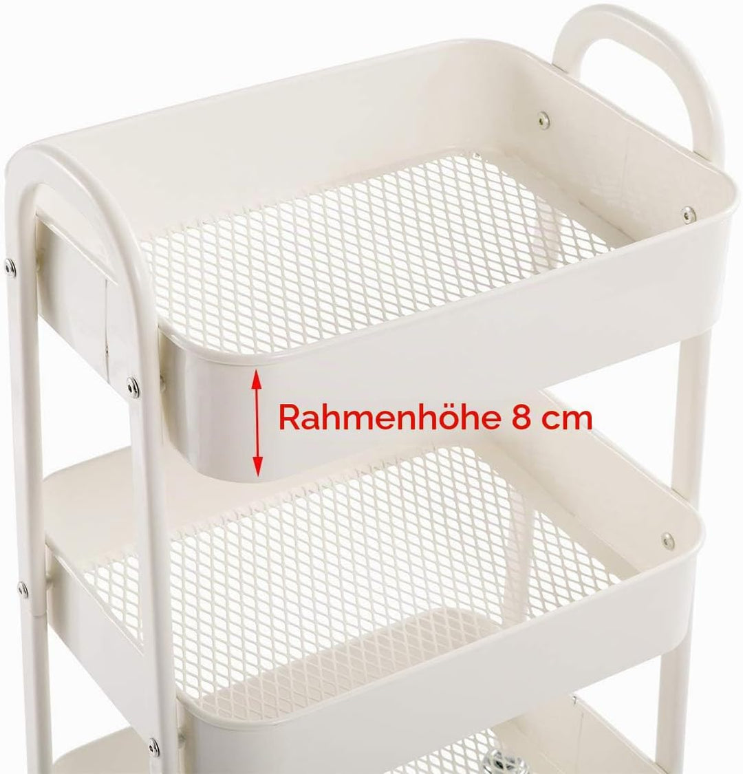 DOEWORKS Aufbewahrungswagen 3-Etagen Metall Utility Cart Rollwagen Organizer Wagen mit Rädern für Kü