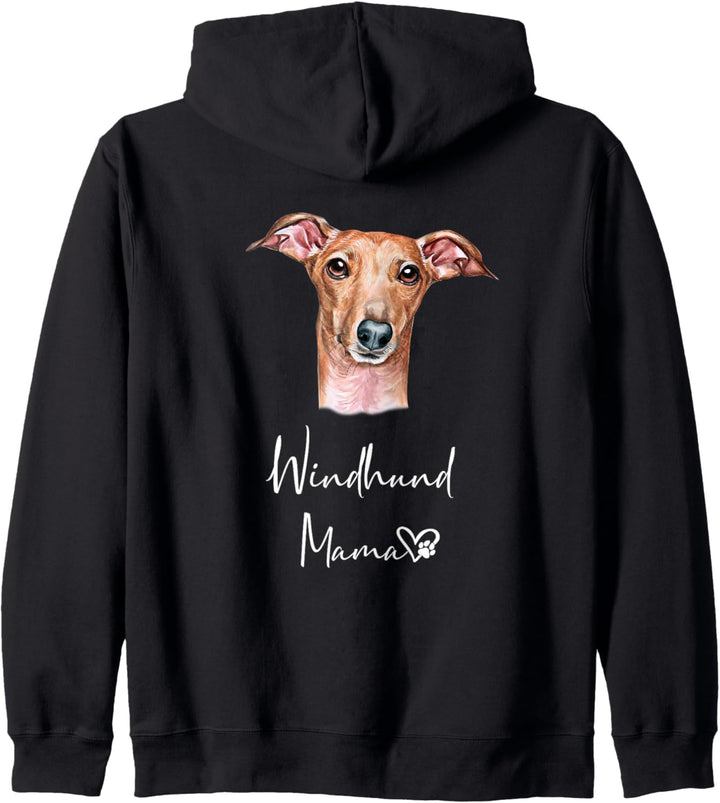 Windhund Mama Hundemama Hund Frauchen Geschenk Rückendruck Kapuzenjacke