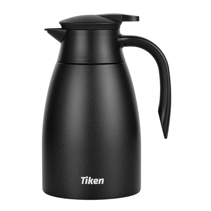 Tiken 1.5L Thermoskanne Edelstahl Doppelwandige Vakuumisolierung Isolierkanne Kaffeekanne Schwarz Sc