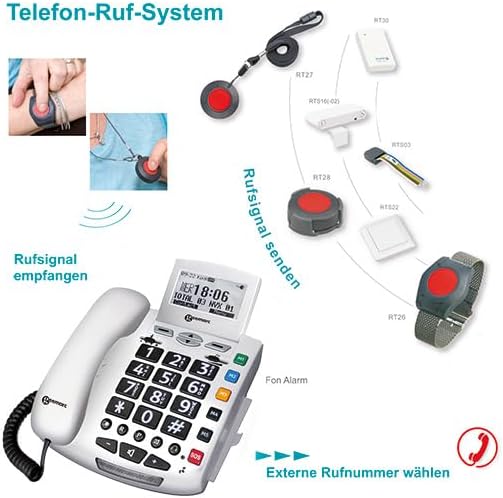 G-TELWARE® (ELDAT-Variante!) 2024er Modell Seniorentelefon Senioren-Notruf-Telefon mit Funk-SOS-Send