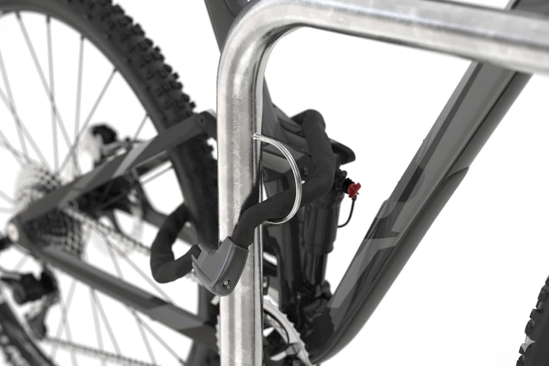 Fahrradanlehnsystem Trust 21 zum Aufdübeln | 1000mm | mit Ringösen | Fahrradständer für 2 Fahrräder