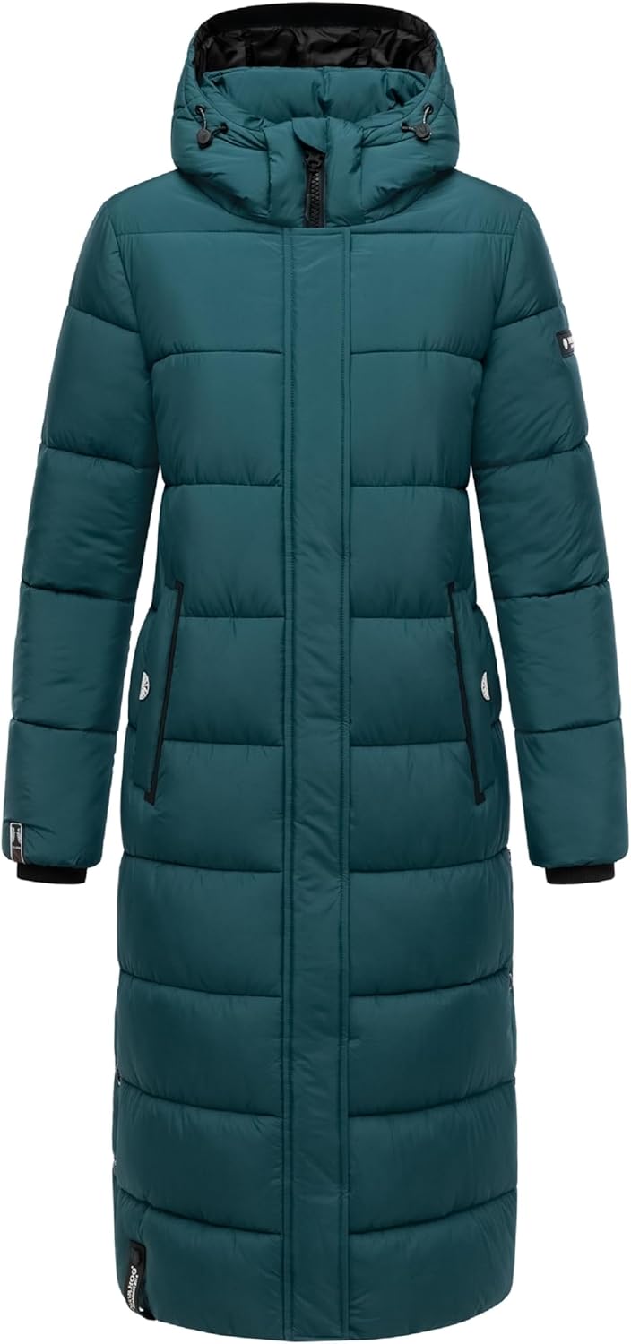 Navahoo Damen Wintermantel warmer Steppmantel lang mit abnehmbarer Kapuze Isalie XS-3XL 3XL Ocean Gr