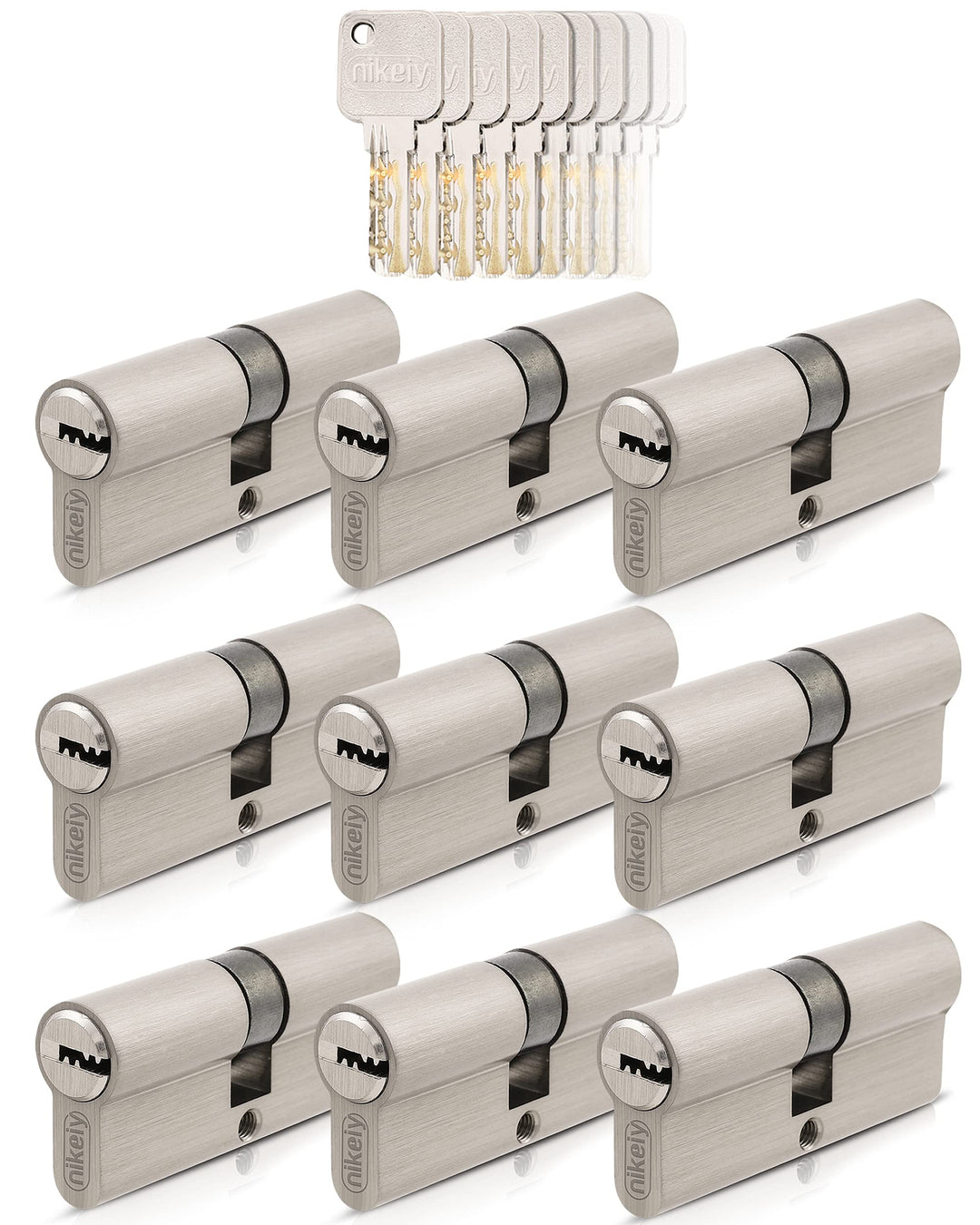 GERCAR Pro 9x Schliesszylinder 35/35 gleichschliessend Set 9 Profilzylinder inkl. 45 Schlüssel - 70