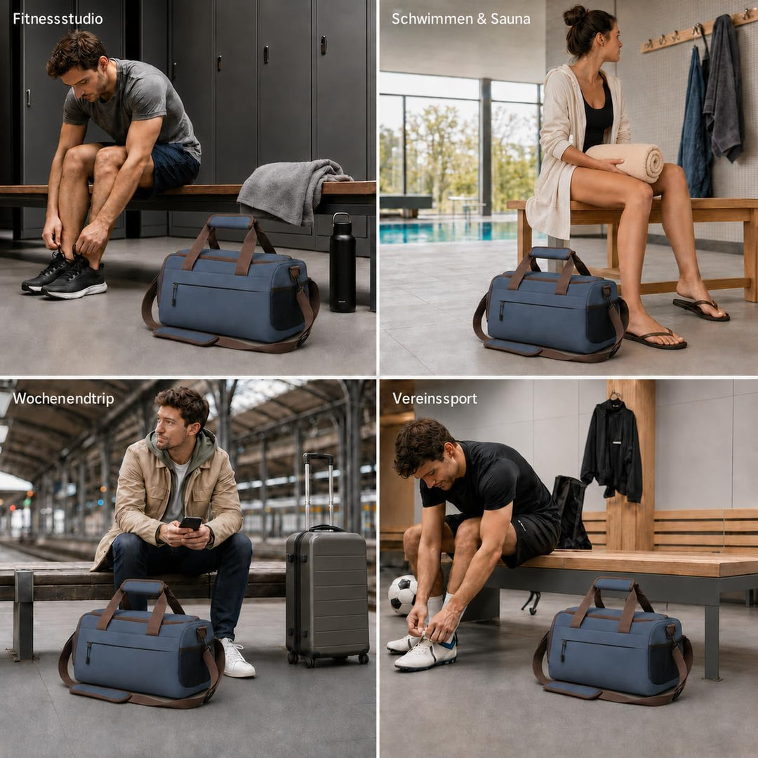 Zedelmaier Reisetasche Handgepäck 900D Sporttasche Herren Damen | Weekender Herren| Blau Schwimmtasc