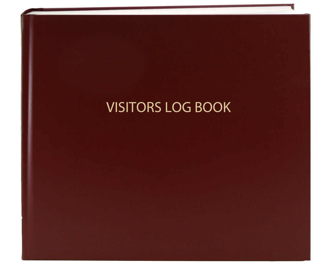BookFactory Log-120-Visitor-A-LMT34 Besucherbuch – 120 Seiten, 22,4 x 17,8 cm – Burgunderroter Einba