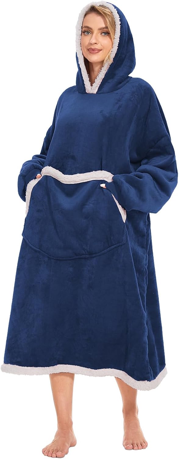 JEFFEL Hoodie Decke mit Ärmeln,Hoodie Decke Pullover Damen übergrosse, Flauschig Hoodie Sweatshirt,