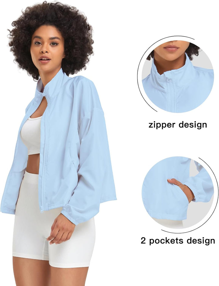 VUTRU Frauen UPF Sonnenschutzjacke Leichtes Workout Laufstreckenjacke Loose Fit Yoga Sportbekleidung