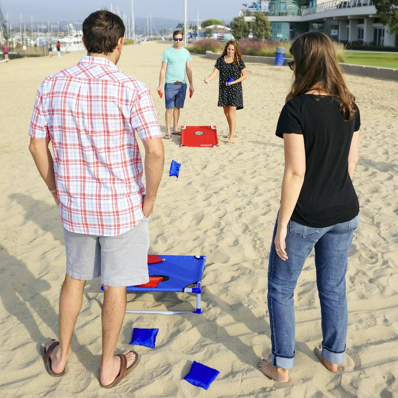 GoSports Tragbares Cornhole Toss Spiel-Set mit PVC-Rahmen, mit 8 Sitzsäcken und Tragetasche, wählen