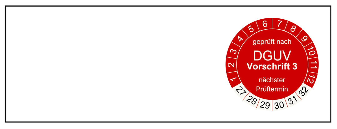 200 Kabelprüfplaketten DGUV V3 (rot) - 25 x 70 mm - 2023-2028 - nachhaltig - gedruckt in Deutschland