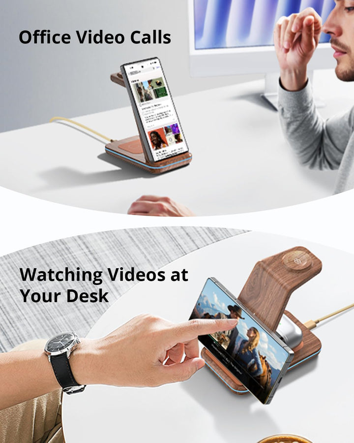 JoyGeek 3 in 1 Induktive Ladestation für Samsung, Wireless Charger für Samsung S26/S25/S24/S23/ZFlip