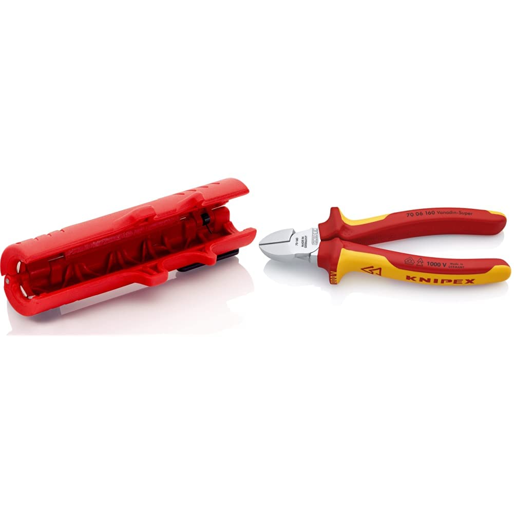 KNIPEX Universal-Abmantelungswerkzeug (125 mm) 16 80 125 SB, Rot & Seitenschneider 1000V-isoliert (1
