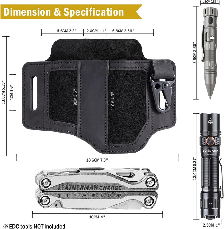VIPERADE PL3 Multitool Scheide Lederscheide mit DIY Patch Bereich,EDC Taschen Organizer für Herren f