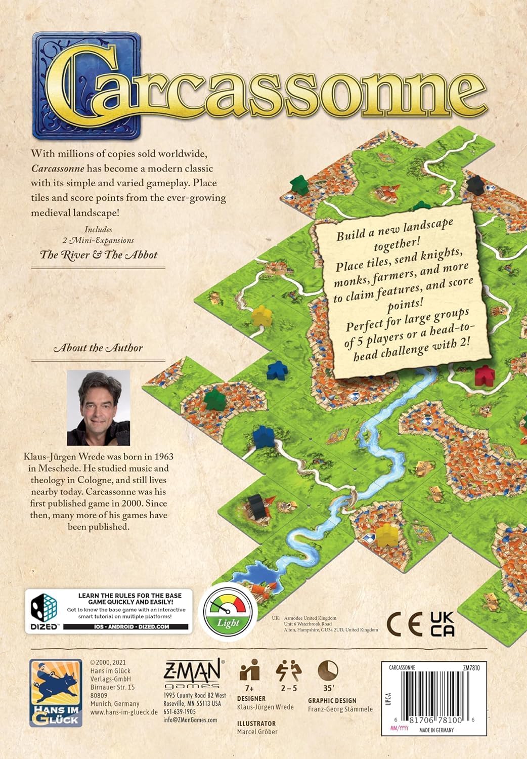 Z-Man Games , Carcassonne , Board Game , Ages 7+ , 2-5 Players , 45 Minutes Playing Time, Carcassonn