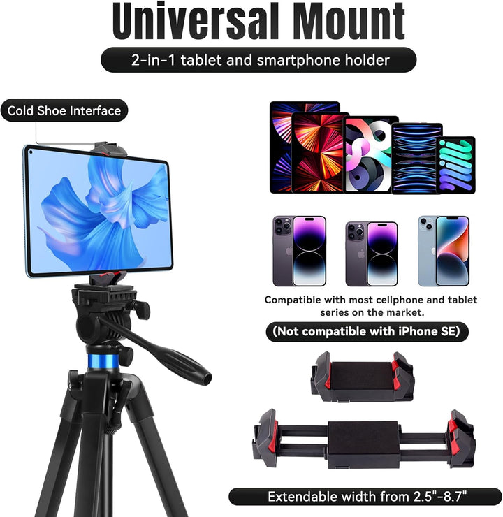 Fernglas Stativ, 173 cm und 25 cm Mini Aluminium-Stative, mit Fernglas-Adapter, 2 QR-Platten sowie 2