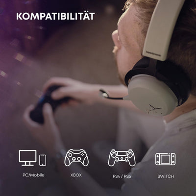 beyerdynamic MMX 200 Wireless Gaming-Headset grau mit Mikrofon, kabelloser Kopfhörer mit USB-Dongle,