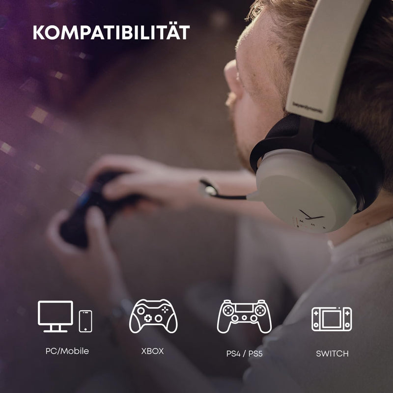 beyerdynamic MMX 200 Wireless Gaming-Headset grau mit Mikrofon, kabelloser Kopfhörer mit USB-Dongle,