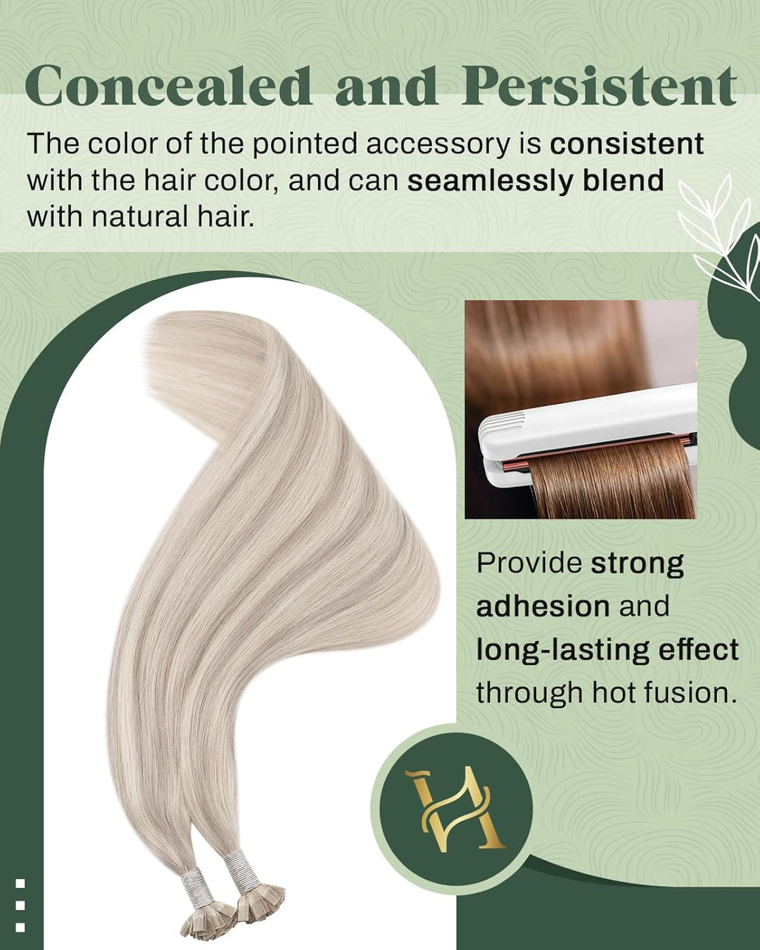 Ugeat Flat Tip Extensions Echthaar Bondings Blond Natürlich 40cm Bonding Extensions Echthaar Aschblo