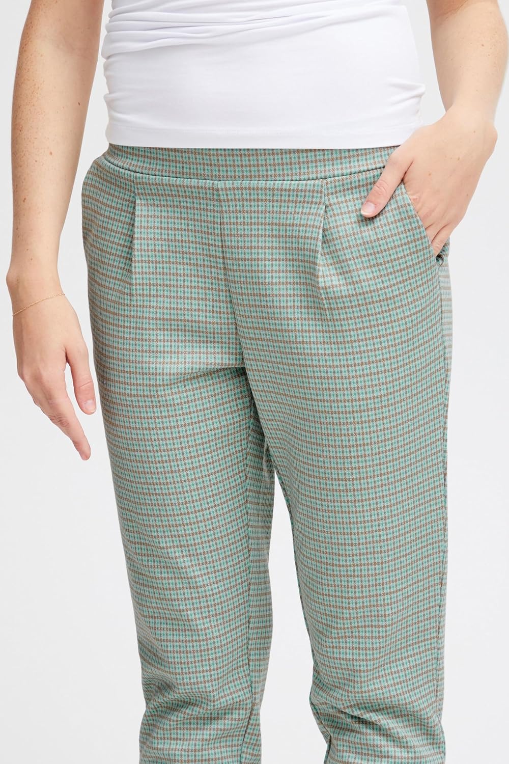 ICHI IHKATE Cameleon PA Damen Hose Stoffhose mit Stretch Enger Schnitt Elastikbund S Ether (144506),