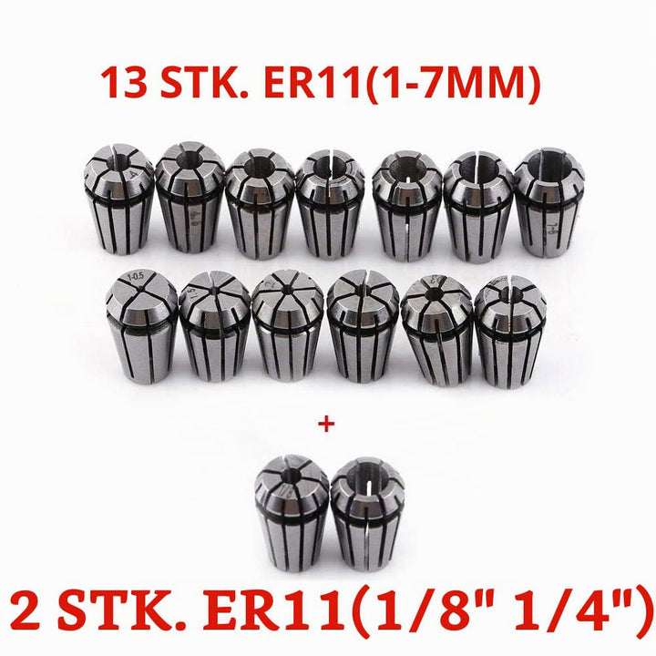 Verrückter Verkauf ER11 Spannzangensatz, 15-tlg. ER11 Spannzangenfutter CNC-Spindel ER-11 Spannzange