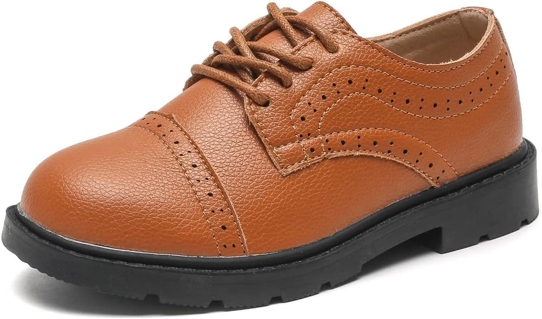 DADAWEN Jungen Anzugschuhe Schule Uniformschuhe Schnürhalbschuhe 26 EU Braun, 26 EU Braun