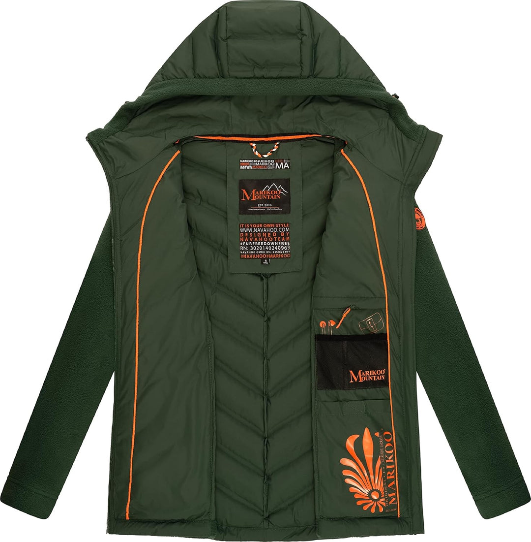 MARIKOO Damen leichte Übergangsjacke Steppjacke Mount Haruna S Dark Green, S Dark Green