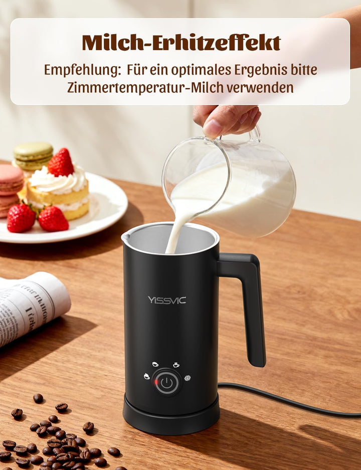 YISSVIC Milchaufschäumer Elektrisch 4-in-1 Automatischer Milchaufschäumer 500W Antihaftbeschichtung