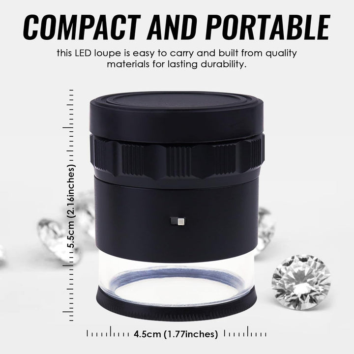 Pocket Handheld klein Grösse 10x mit 25mm 2,5cm (0,99 Zoll) mit LED-Licht, fokussierte Augenlupe Sch