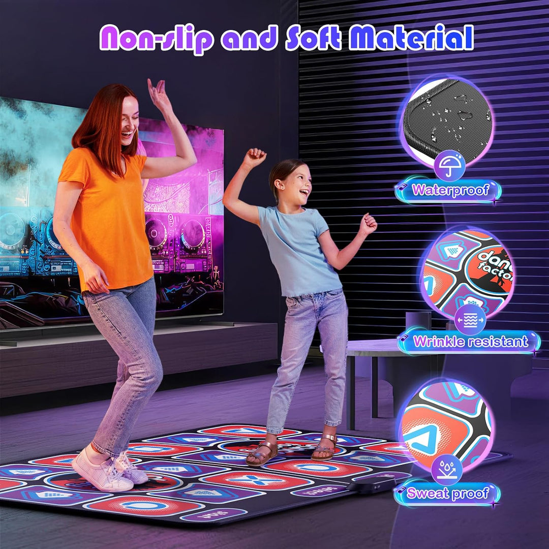 Tanzmatte für TV mit Kamera, Doppel-Tanzmatte für Kinder und Erwachsene, Dance Mat mit 4-Taste, 6-Ta
