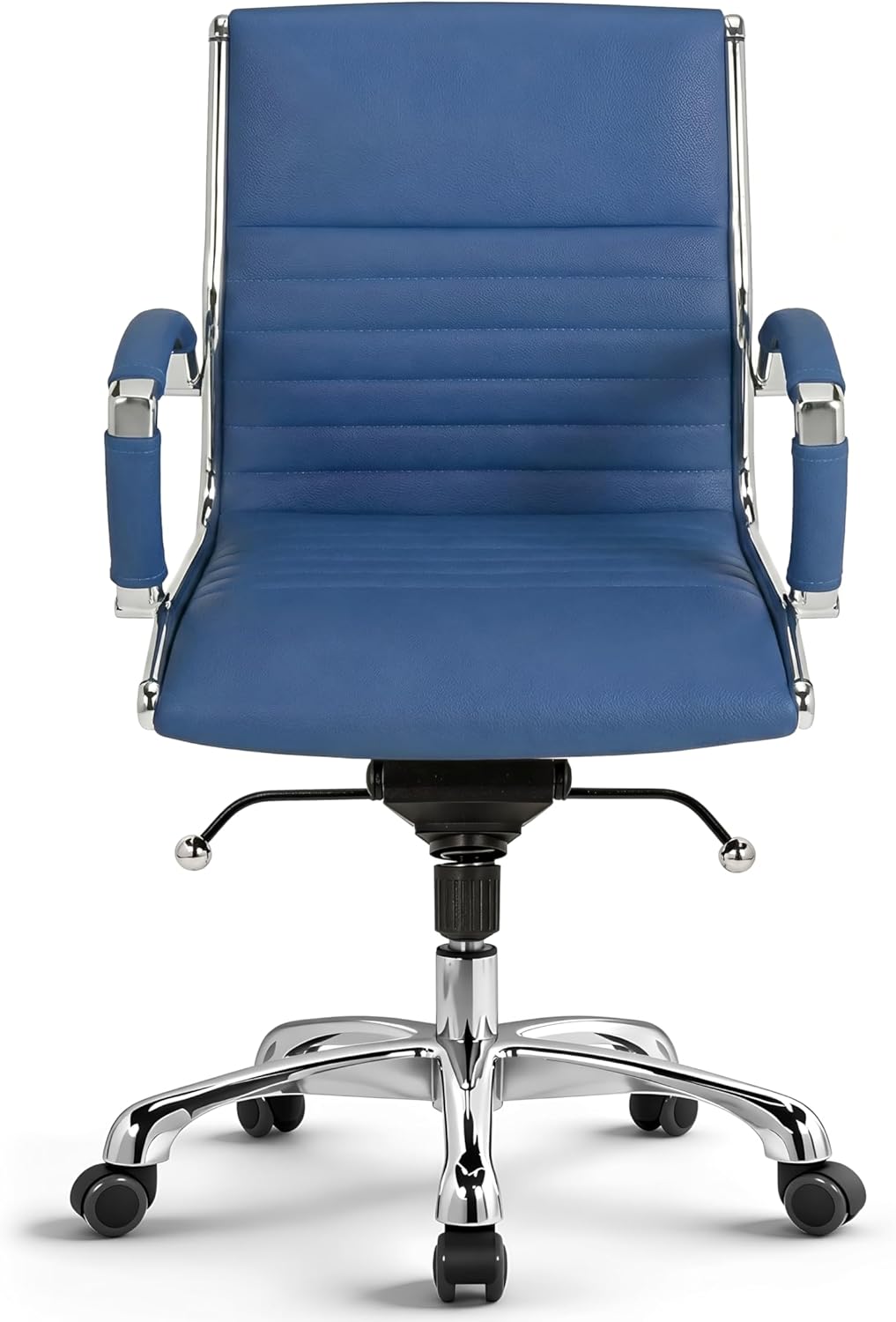 VERSEE Premium Echt-Leder Bürostuhl Montreal in Blau – Ergonomischer Schreibtischstuhl mit Sitzhöhe