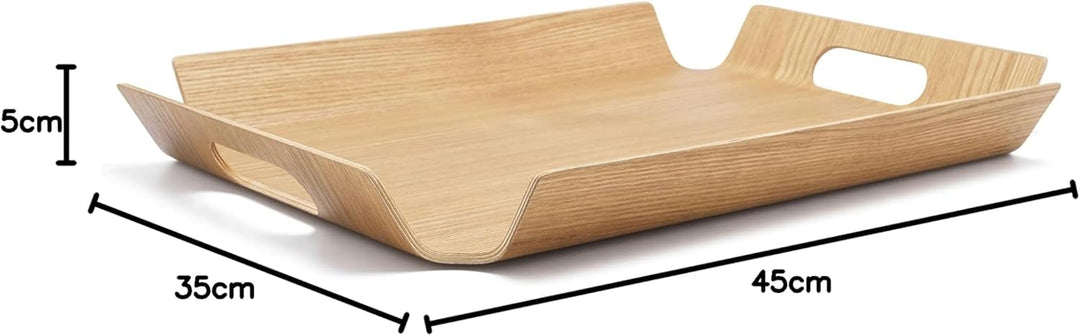 Bredemeijer braunes gebogenes rechteckiges Holz Tablett 44.5 cm, L