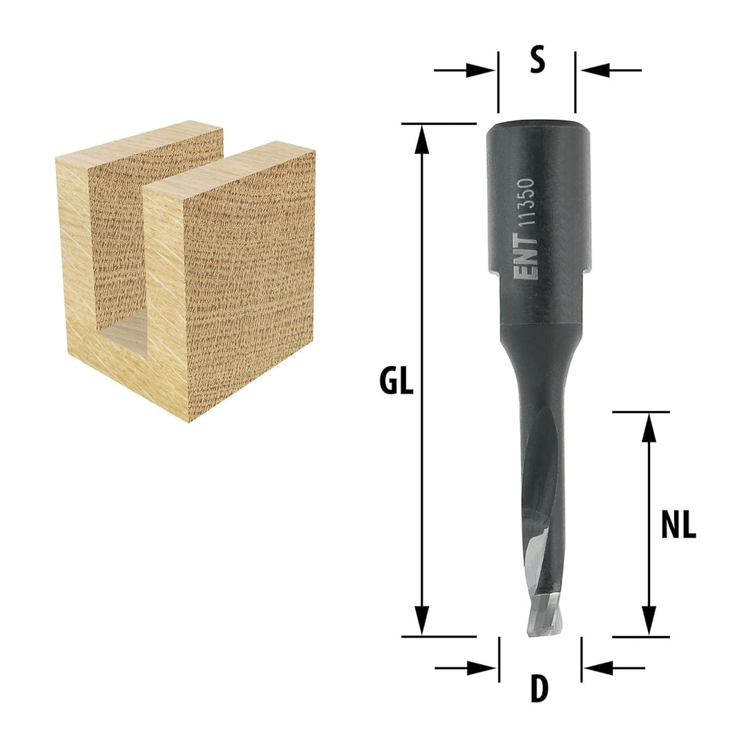 ENT 11350 Nutfräser, Durchmesser (D) 5 mm, NL 20 mm, GL 49 mm für Festool Domino DF500, mit Aufnahme