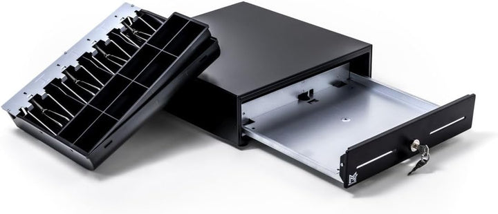 KAM-330 Touch Kassenschublade schwarz - manuelle Push Öffnung, 8 grosse Münzfächer und 4 Scheinfäche