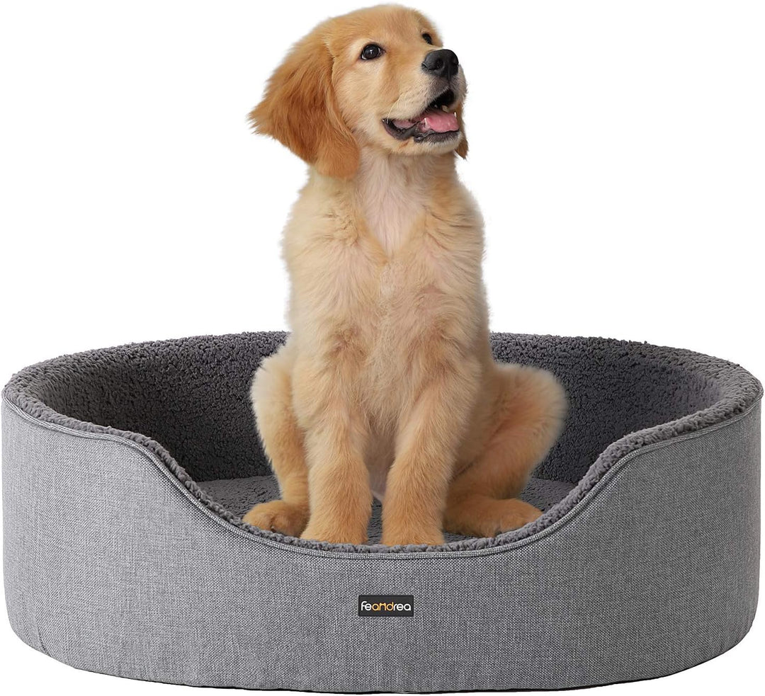 Feandrea Hundebett, Hundekorb, Wendekissen, 83 x 63 x 27 cm, grau PGW32GG Grau L 83 x B 63 x H 27 cm
