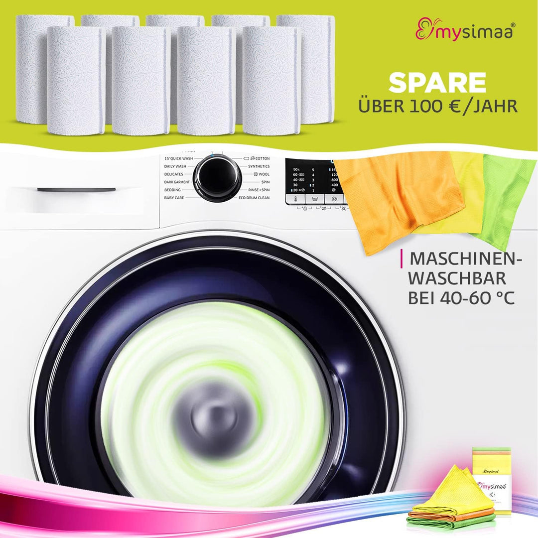 mysimaa Mikrofasertücher 40x40 – Fenstertuch Streifenfrei, Microfasertuch Autopflege, Putzlappen Küc