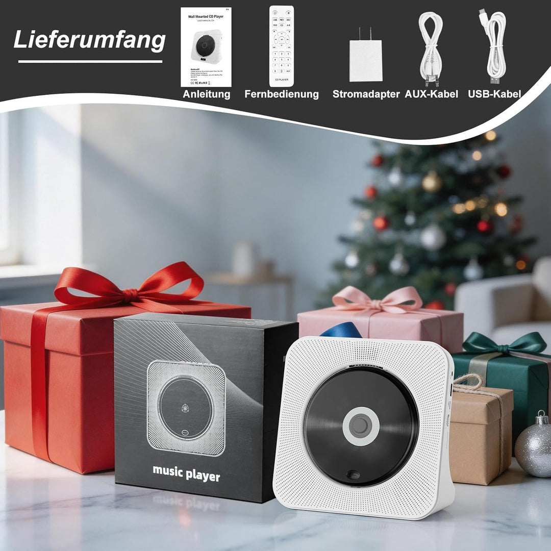 CD Player Tragbar Bluetooth 5.0 CD Spieler Tragbarer CD-Player mit Fernbedienung HiFi-Sound Lautspre