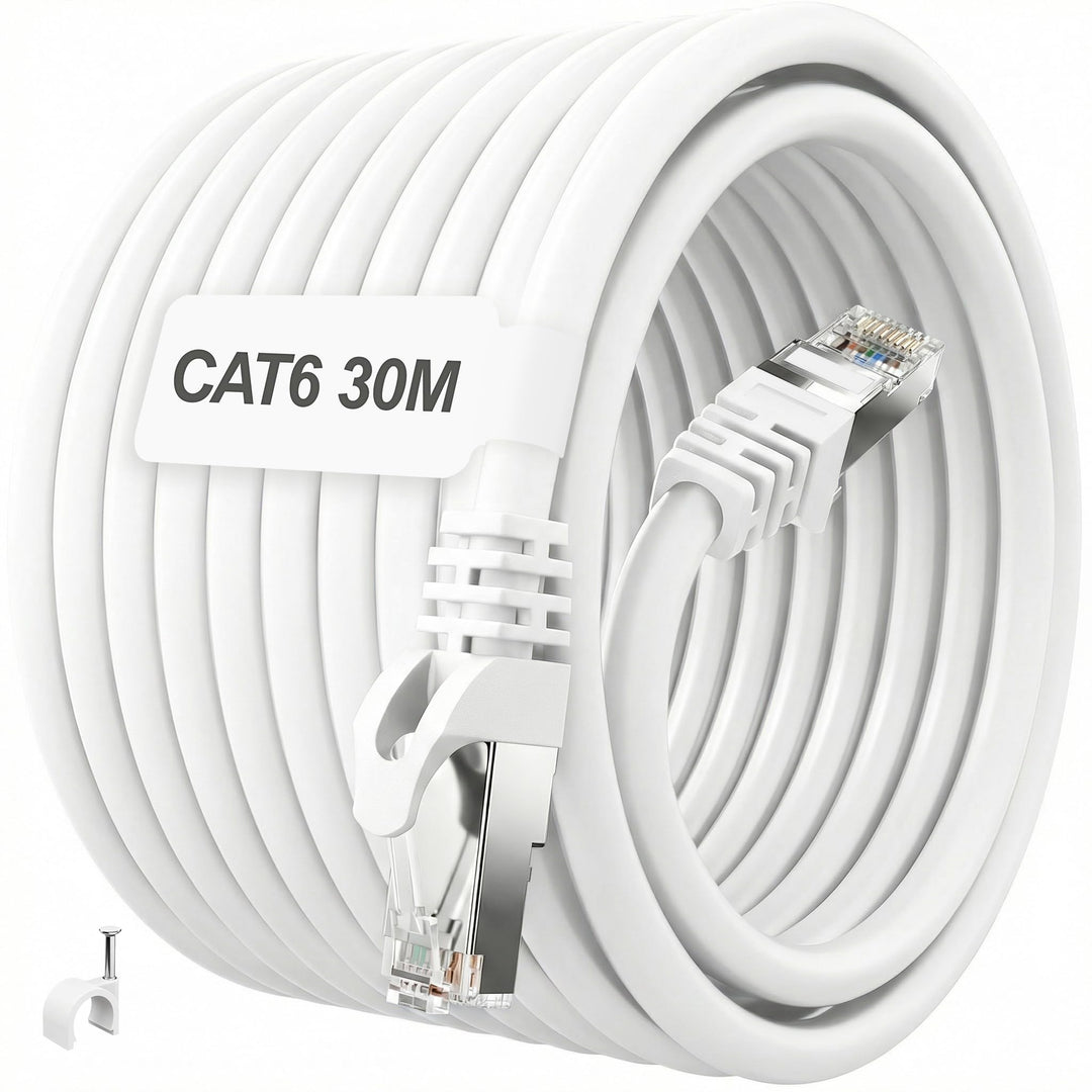 ikbc LAN Kabel 30 meter, Cat 6 Netzwerkkabel 30m FTP Geschirmt Ethernet Kabel, High speed Internetka