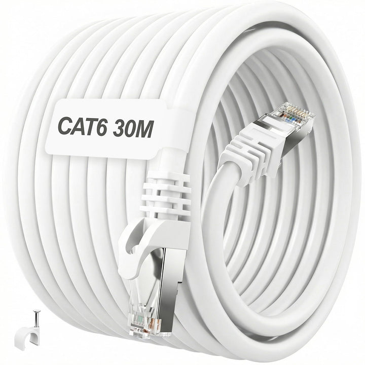 ikbc LAN Kabel 30 meter, Cat 6 Netzwerkkabel 30m FTP Geschirmt Ethernet Kabel, High speed Internetka