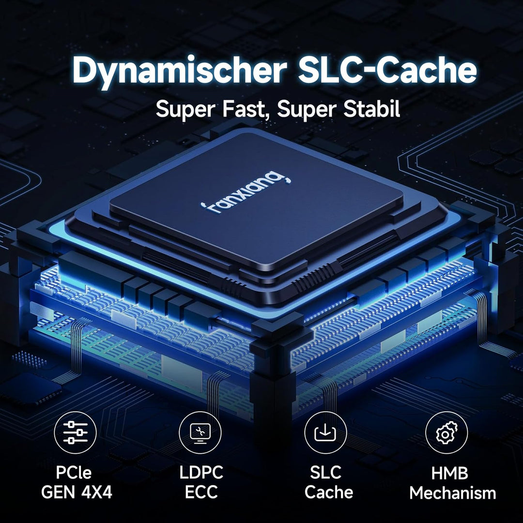 Nvme SSD M.2 2280 1TB Interne Festplatte mit Kühlkörper PCIe 4.0, 5000MB/s Lesen, 4500MB/s Schreiben