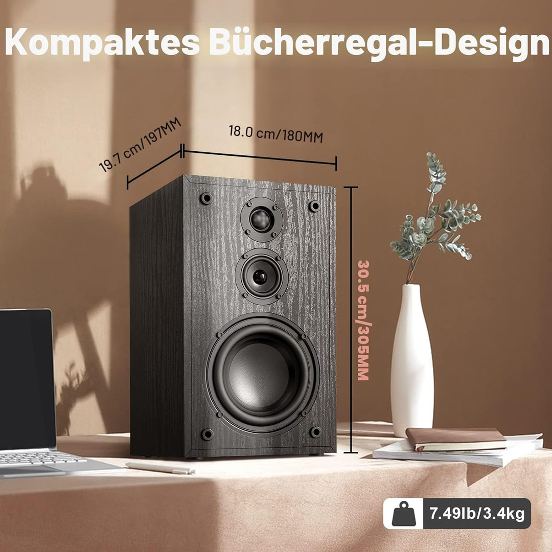 GEYGUY Passive Regal-Lautsprecher Paar,160 Watt RMS,3-Wege-Heim-Stereo-Lautsprecher,5.25" Woofer,2.0