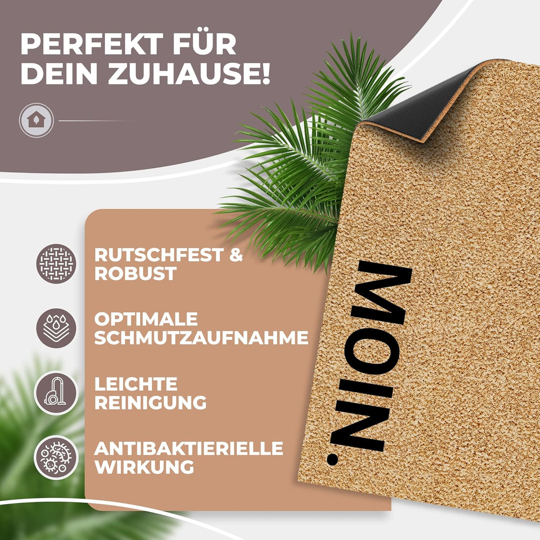 Kokos Fussmatte 60x40cm Moin I Extra strapazierfähige & rutschfeste Kokosmatte I Für den Innen- & üb