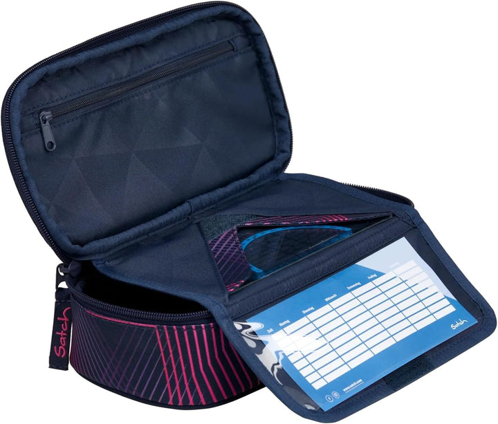 Satch Schlamperbox extra gross inkl. Trennfach Reissverschlussfach Stiftehalter Geodreieck Sichtfens