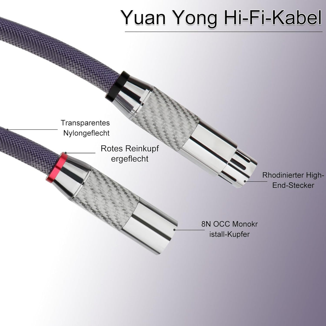YuanYong Audio XLR Kabel 18 AWG 8N OCC Kupfer Audio Mikrofonkabel HiFi kabel Carbonfiber-Rhodium-Ste