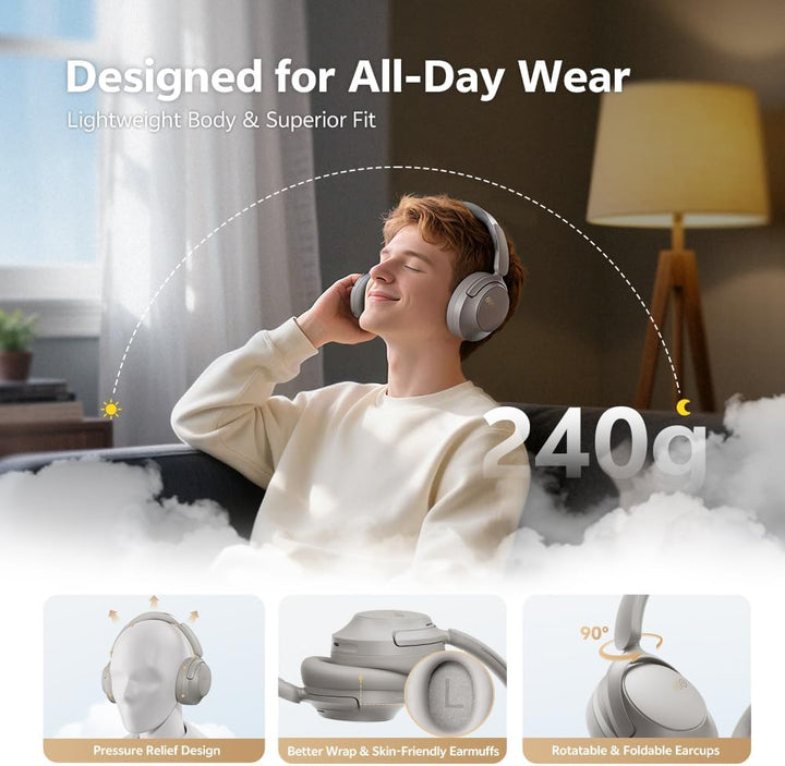 QCY H3S Over Ear Bluetooth Kopfhörer,Hybrid Aktive Noise Cancelling,Hi-Res Audio,LDAC,ultraleichtem