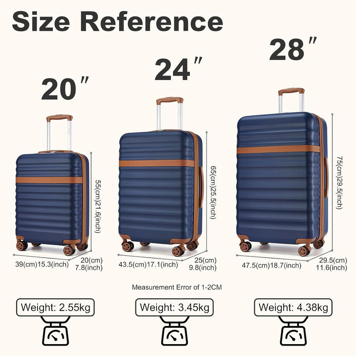 KONO Handgepäck Koffer Trolley Koffer Reisekoffer leicht aus ABS+PC mit 4 Rollen Hartschalenkoffer T