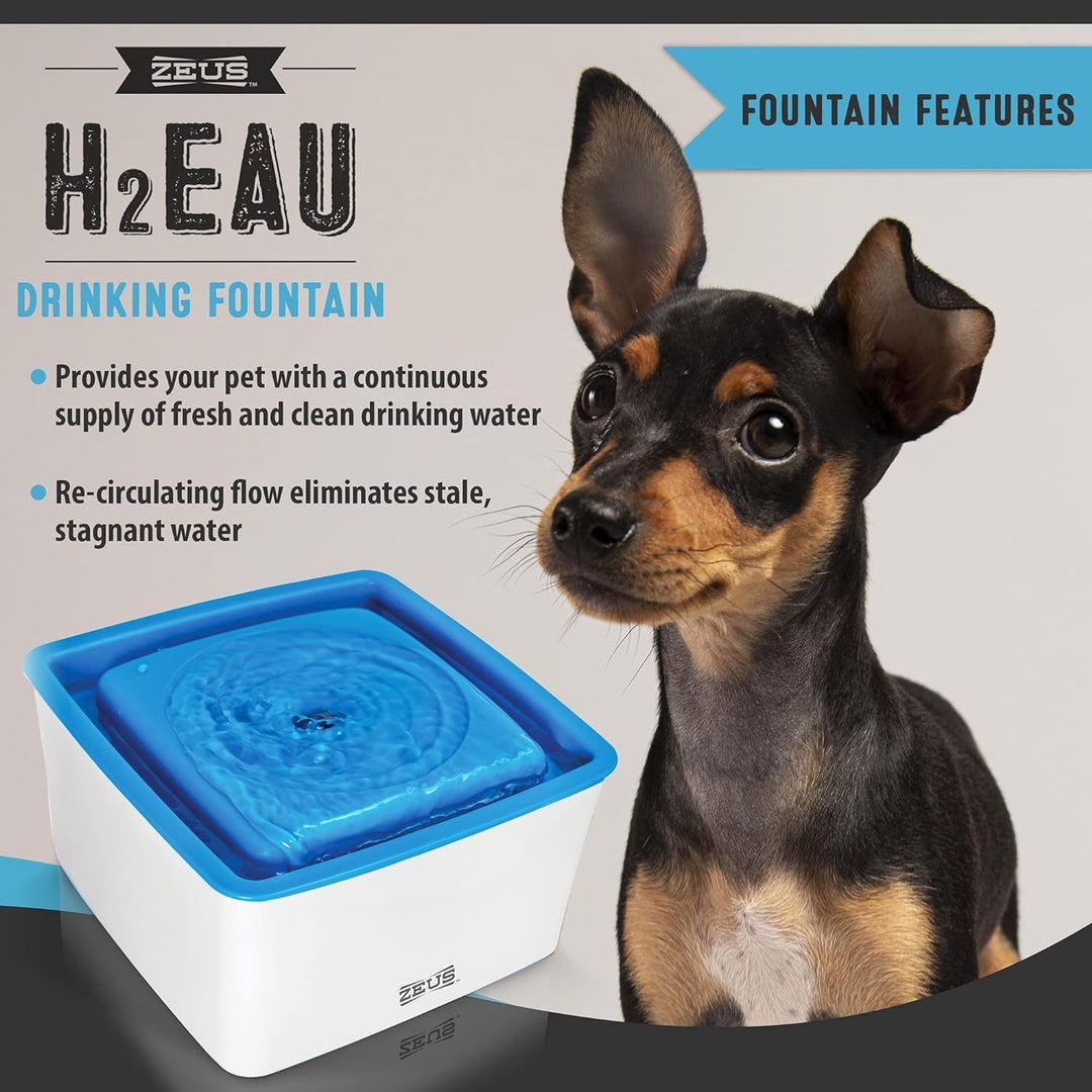 Zeus Trinkbrunnen für Hunde, weiss/blau, 1,5L Trinkbrunnen 1,5L, Trinkbrunnen 1,5L